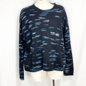 Autumn Cashmere Silk + Cashmere Blue and Black Boxy Sweater Medium